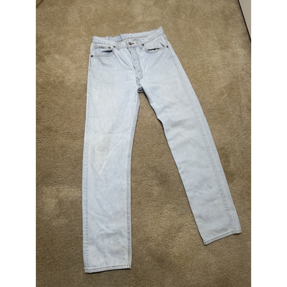 Vintage Levis 501 Jeans Mens 32x34 Light Wash Button Fly Straight USA Denim 90s